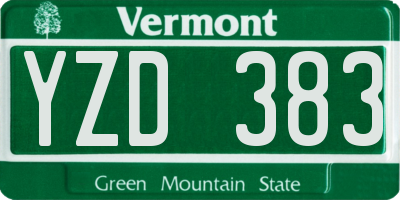 VT license plate YZD383