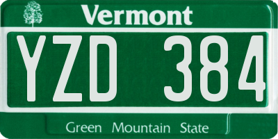 VT license plate YZD384