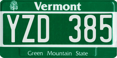 VT license plate YZD385
