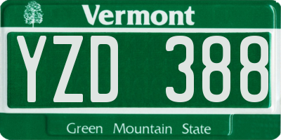 VT license plate YZD388