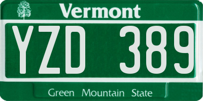 VT license plate YZD389