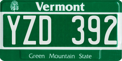 VT license plate YZD392