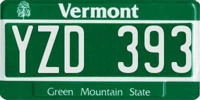 VT license plate YZD393