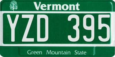 VT license plate YZD395