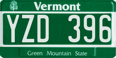 VT license plate YZD396