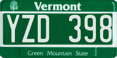 VT license plate YZD398