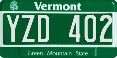 VT license plate YZD402