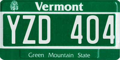 VT license plate YZD404