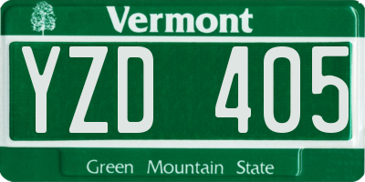 VT license plate YZD405
