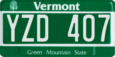 VT license plate YZD407