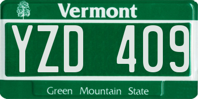 VT license plate YZD409