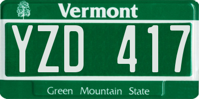 VT license plate YZD417