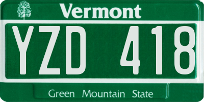 VT license plate YZD418