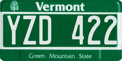 VT license plate YZD422