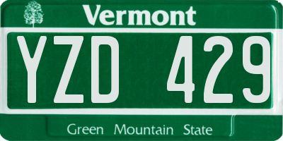 VT license plate YZD429