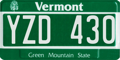 VT license plate YZD430