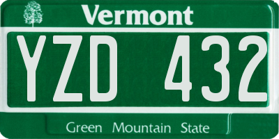 VT license plate YZD432