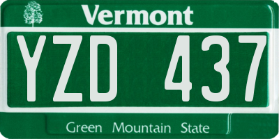 VT license plate YZD437