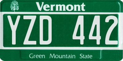 VT license plate YZD442