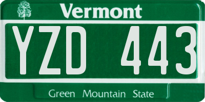 VT license plate YZD443