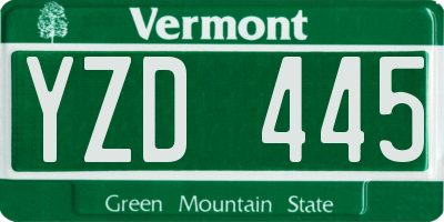VT license plate YZD445