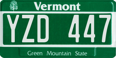 VT license plate YZD447