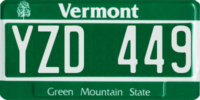 VT license plate YZD449