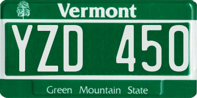 VT license plate YZD450