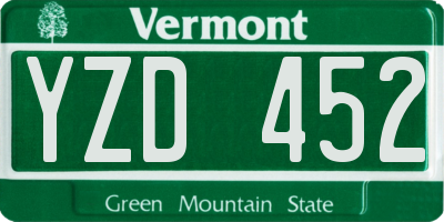 VT license plate YZD452