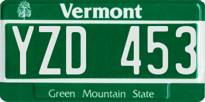 VT license plate YZD453