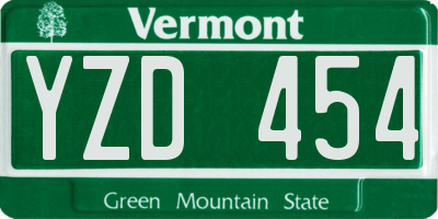 VT license plate YZD454