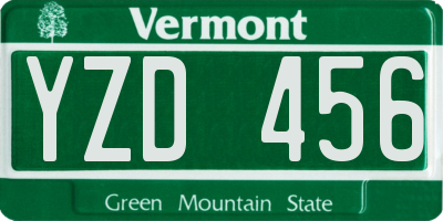 VT license plate YZD456