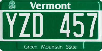 VT license plate YZD457
