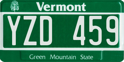 VT license plate YZD459