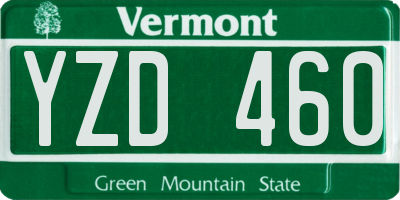VT license plate YZD460