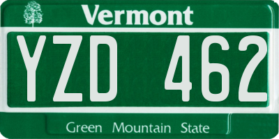 VT license plate YZD462