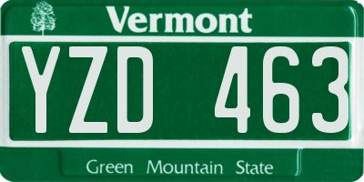 VT license plate YZD463