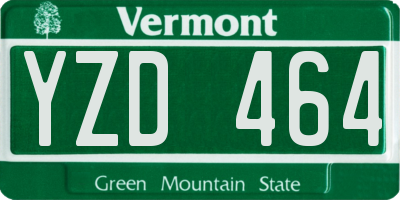 VT license plate YZD464