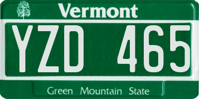VT license plate YZD465
