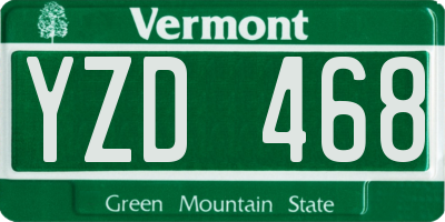 VT license plate YZD468