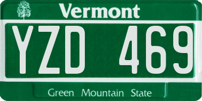 VT license plate YZD469