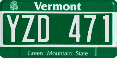 VT license plate YZD471