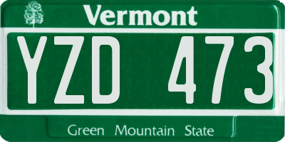 VT license plate YZD473