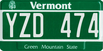 VT license plate YZD474