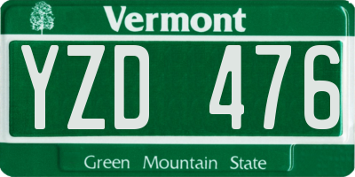 VT license plate YZD476
