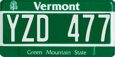 VT license plate YZD477