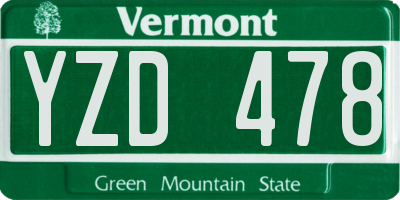 VT license plate YZD478