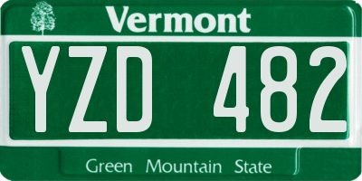 VT license plate YZD482