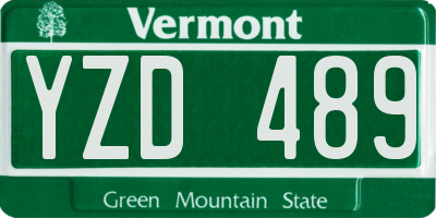 VT license plate YZD489