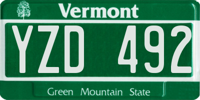 VT license plate YZD492